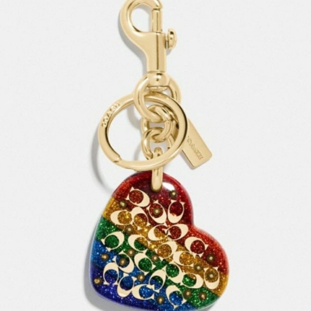 Coach 🌈 Heart Keychain